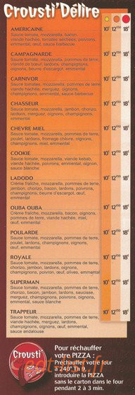 Crousti'pizzas — carte page 4