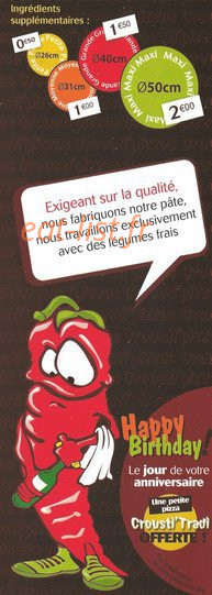 Crousti'pizzas — carte page 1