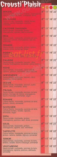 Crousti'pizzas — carte page 3