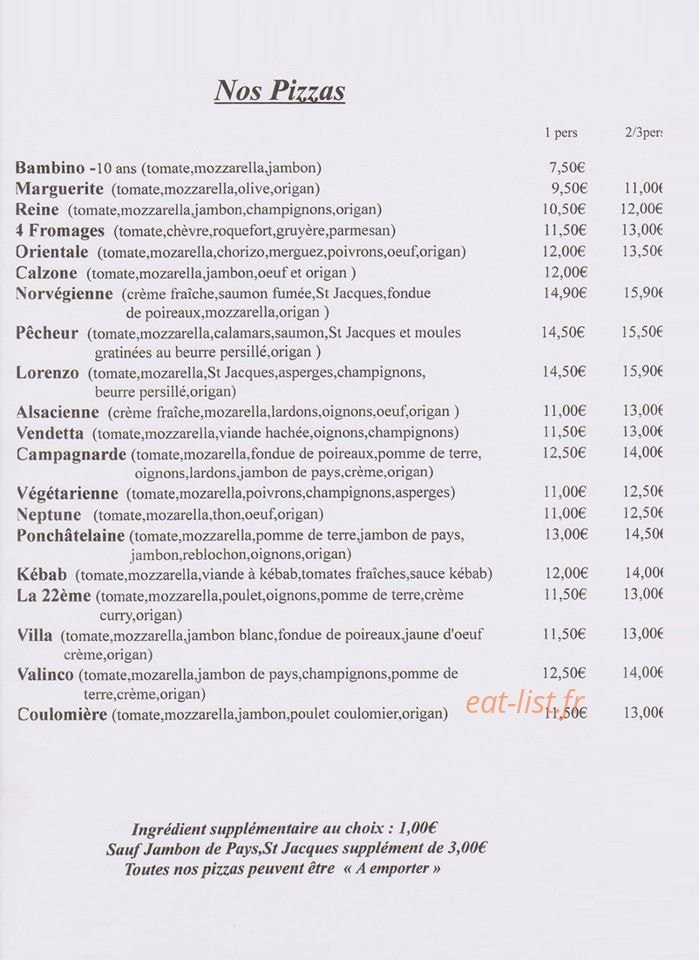 L'Estaminet — carte page 1