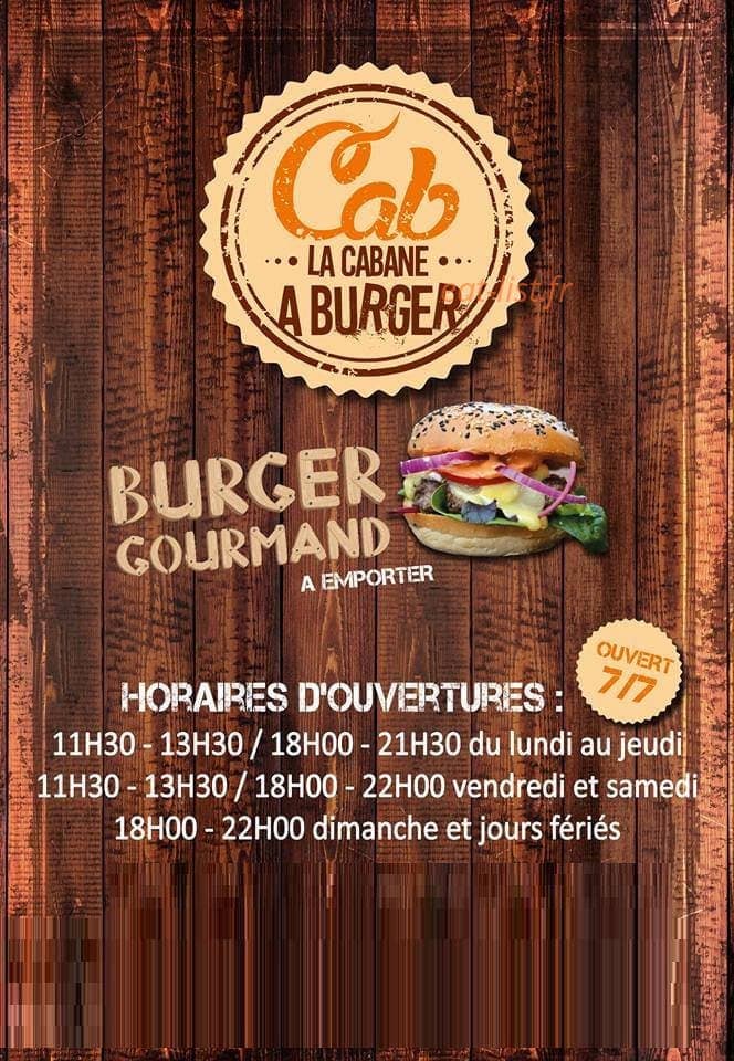 La Cabane A Burger — carte page 1