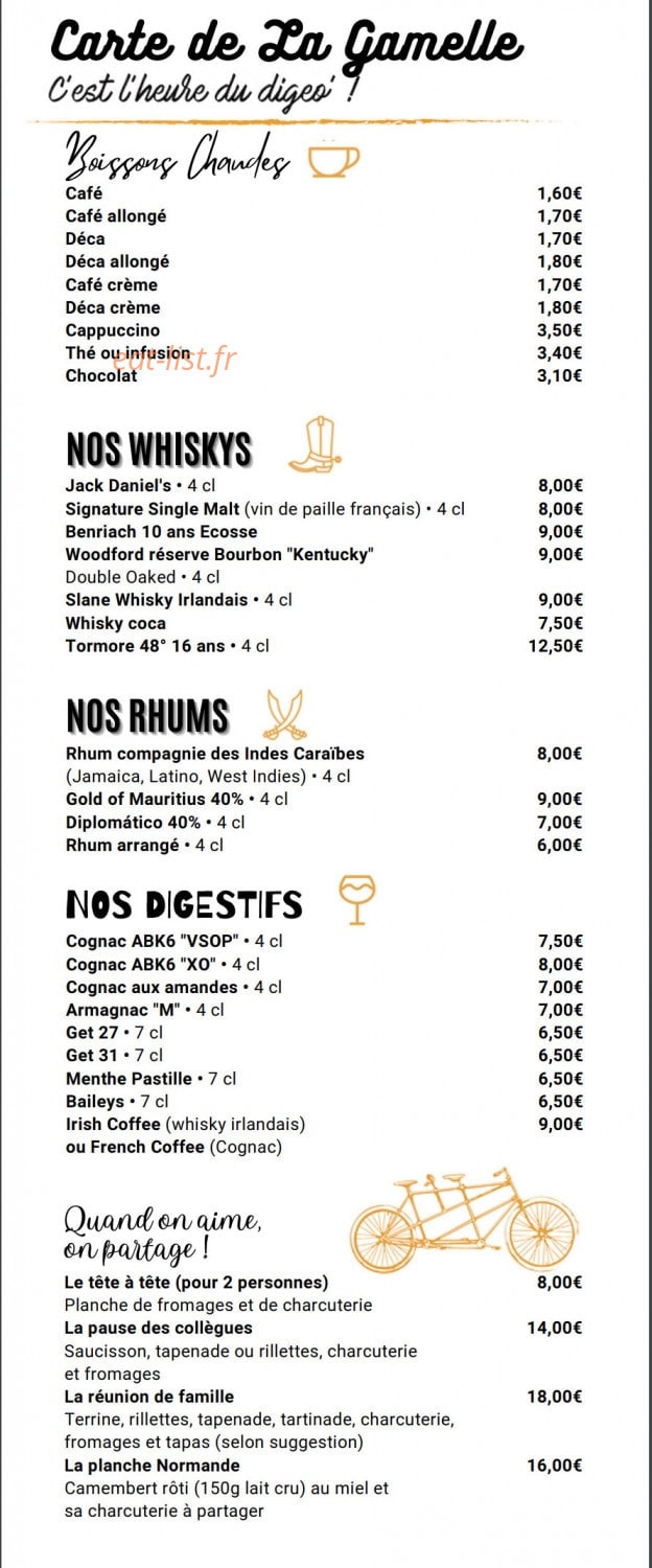 La Gamelle BBC — carte page 12