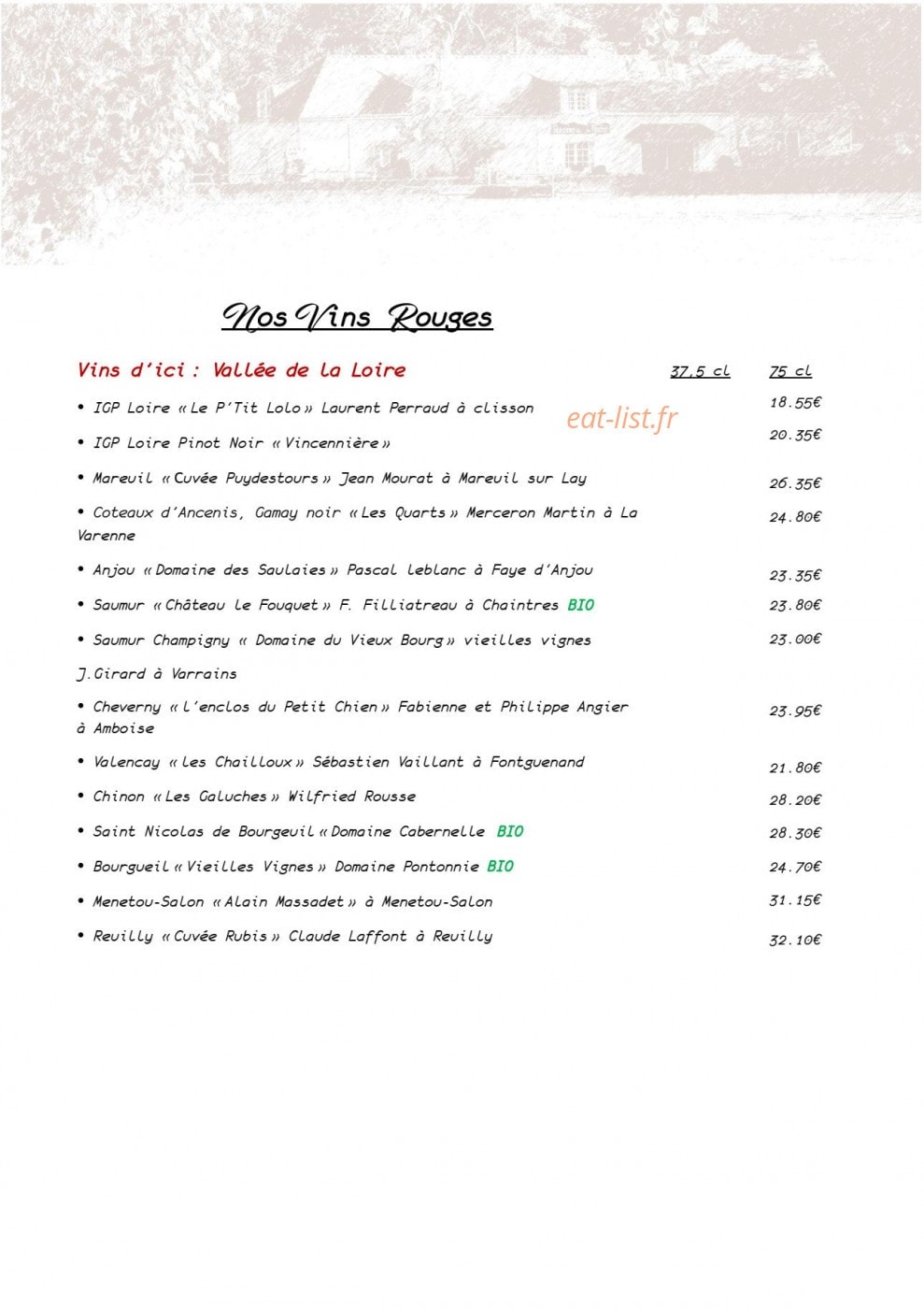 Auberge de la Roche — carte page 7