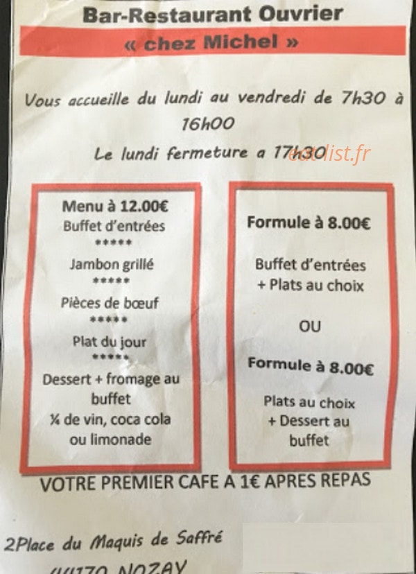 Chez Michel — carte page 1