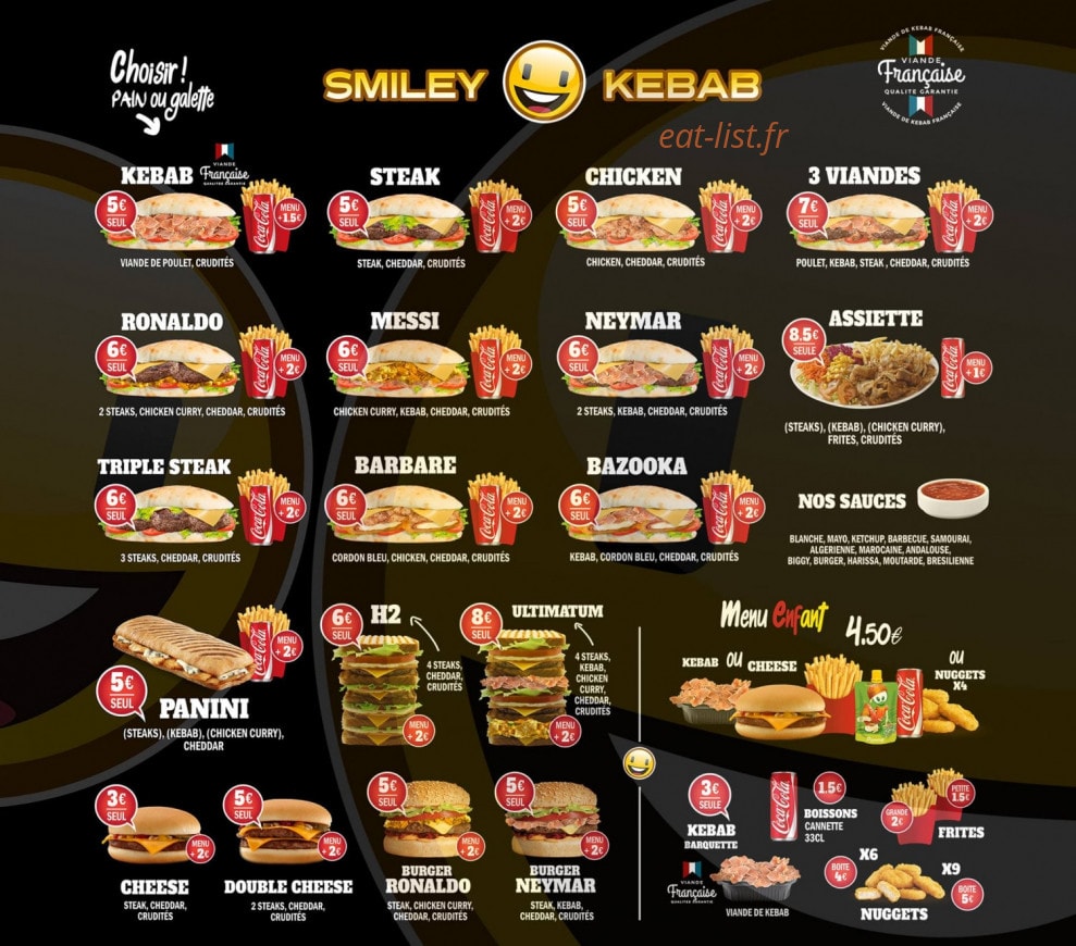 Smiley Kebab — carte page 1