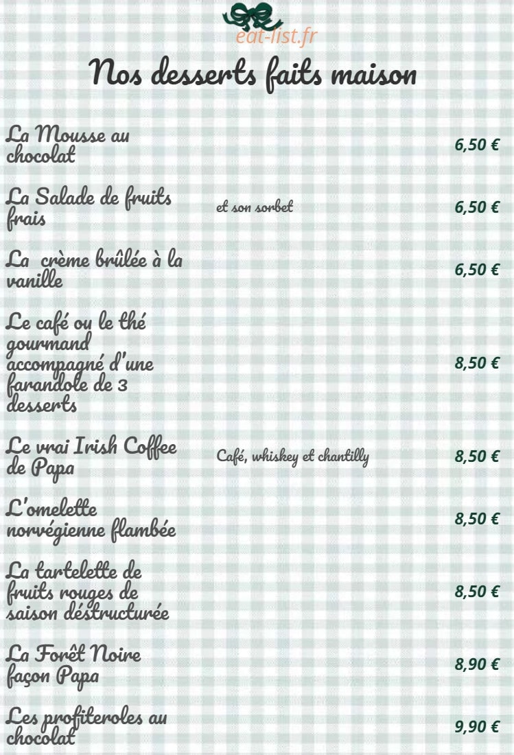 La Brasserie de Papa — carte page 11