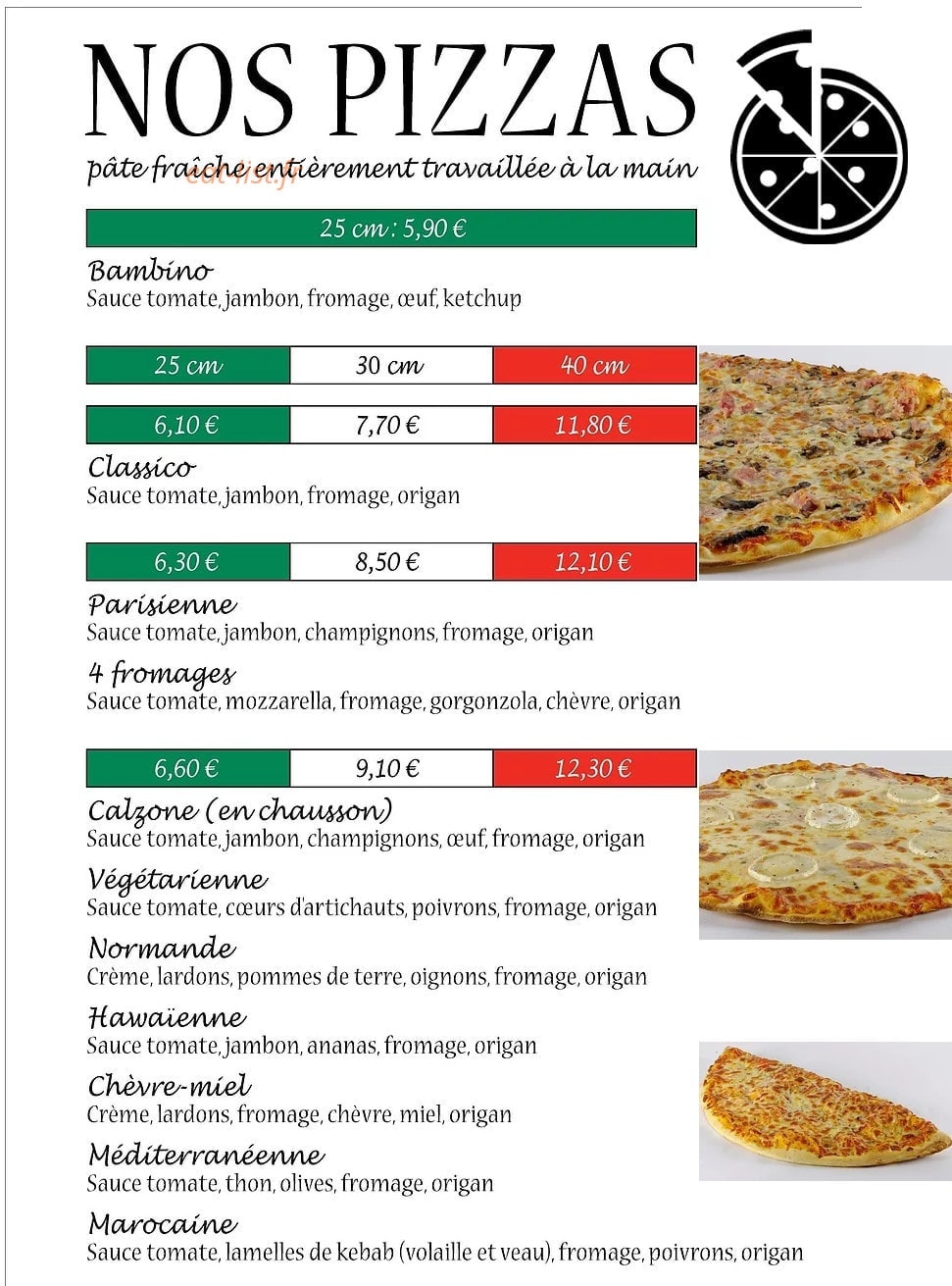 Pizza'a la maison — carte page 1