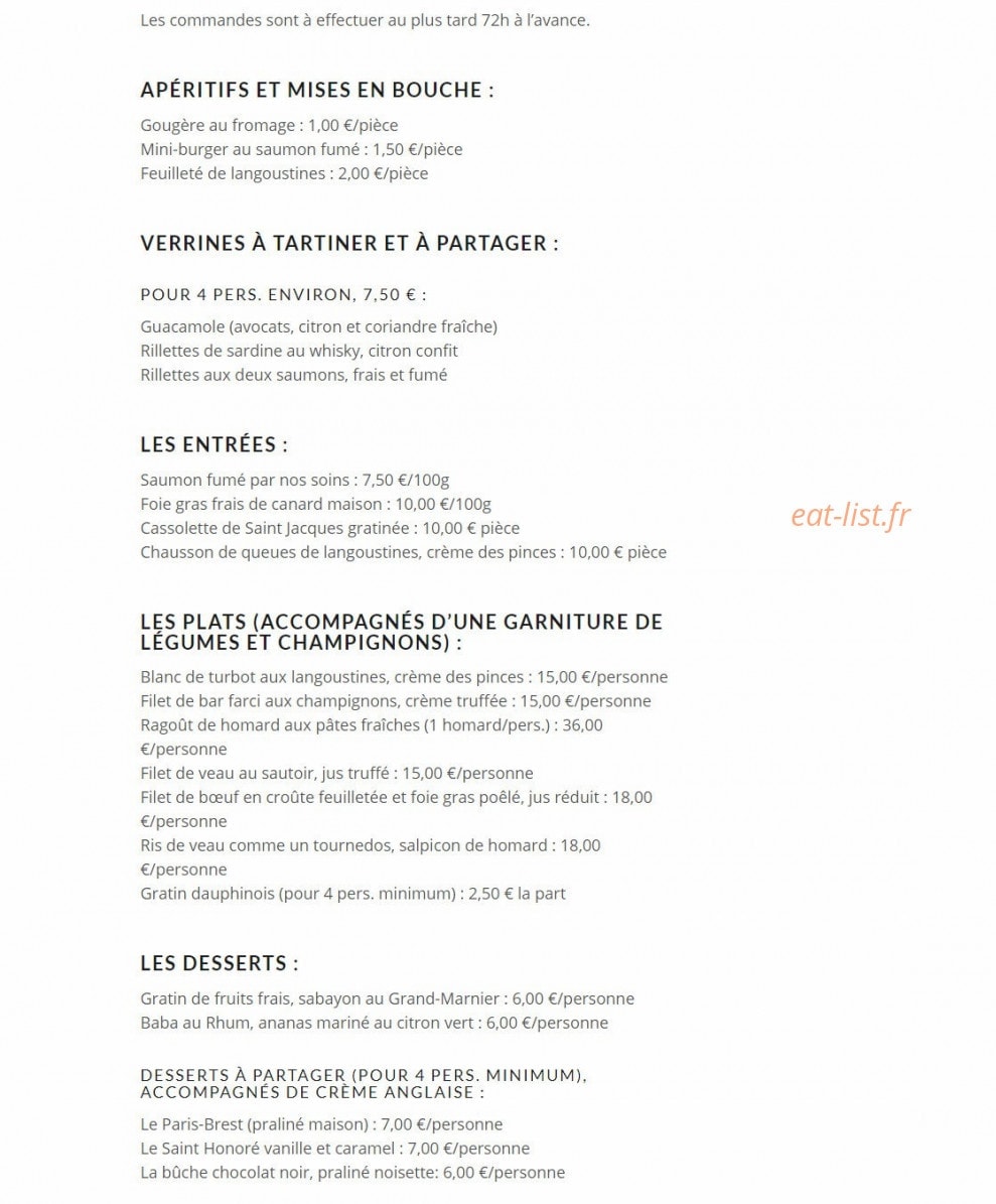 Auberge de la Madeleine — carte page 1