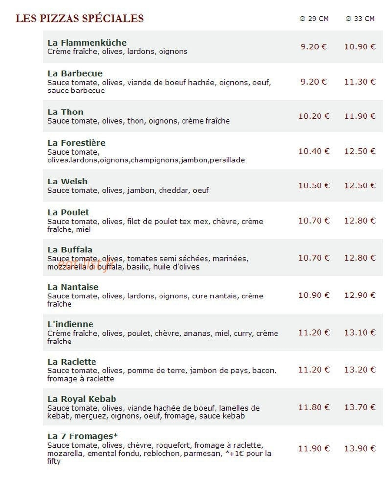 Le Kiosque à Pizzas — carte page 3