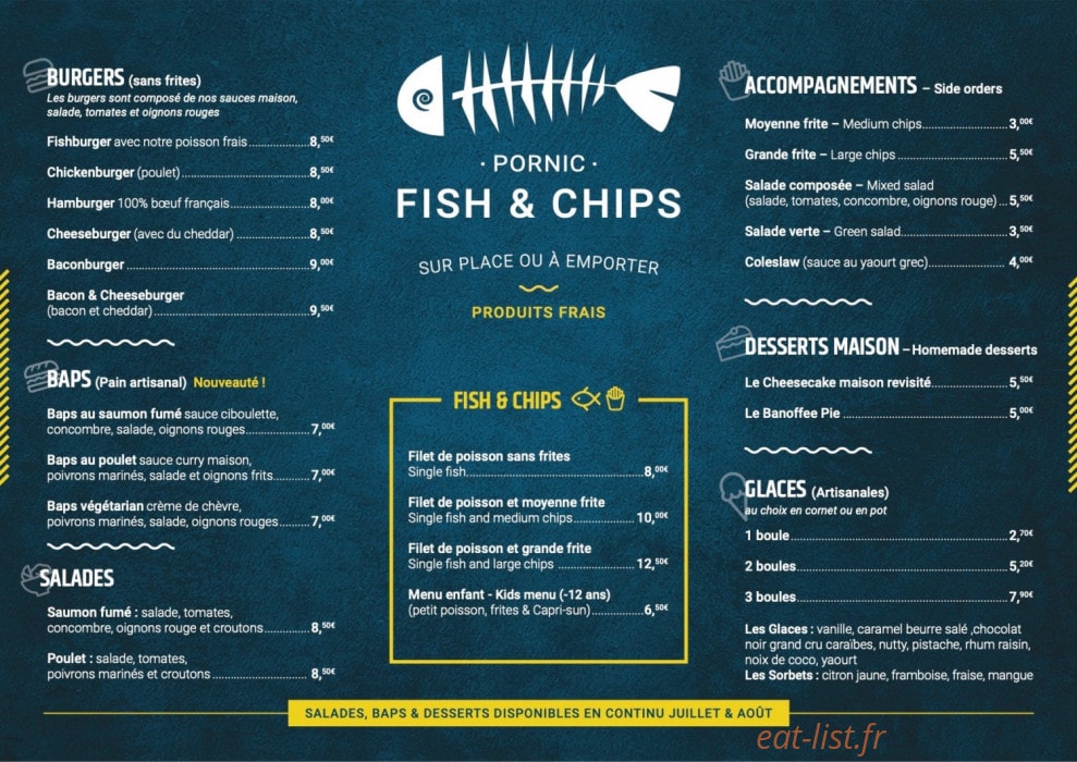 Fish & Chips — carte page 1