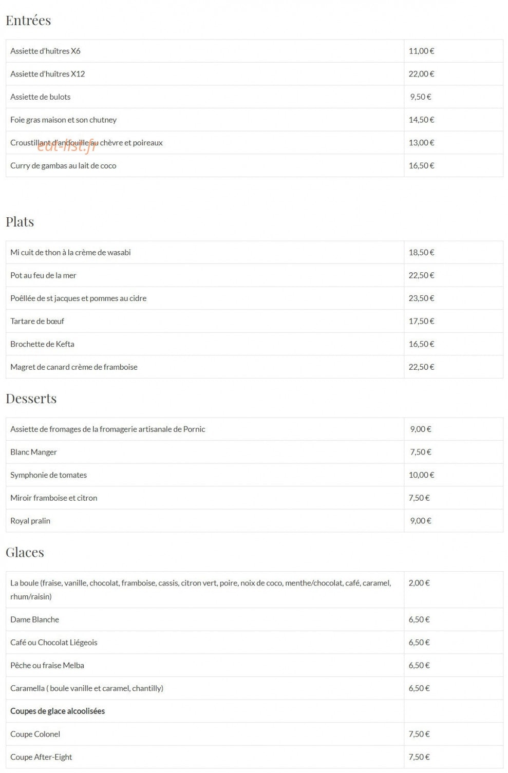 L'escalier gourmand — carte page 1
