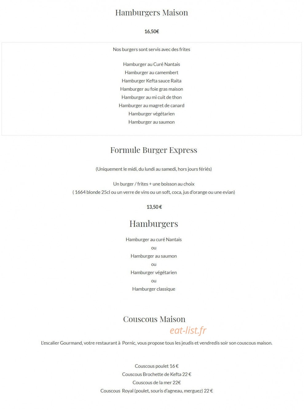 L'escalier gourmand — carte page 3