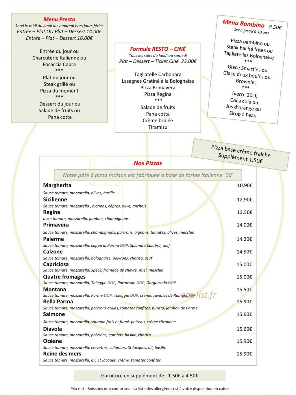 La Bellissima — carte page 2