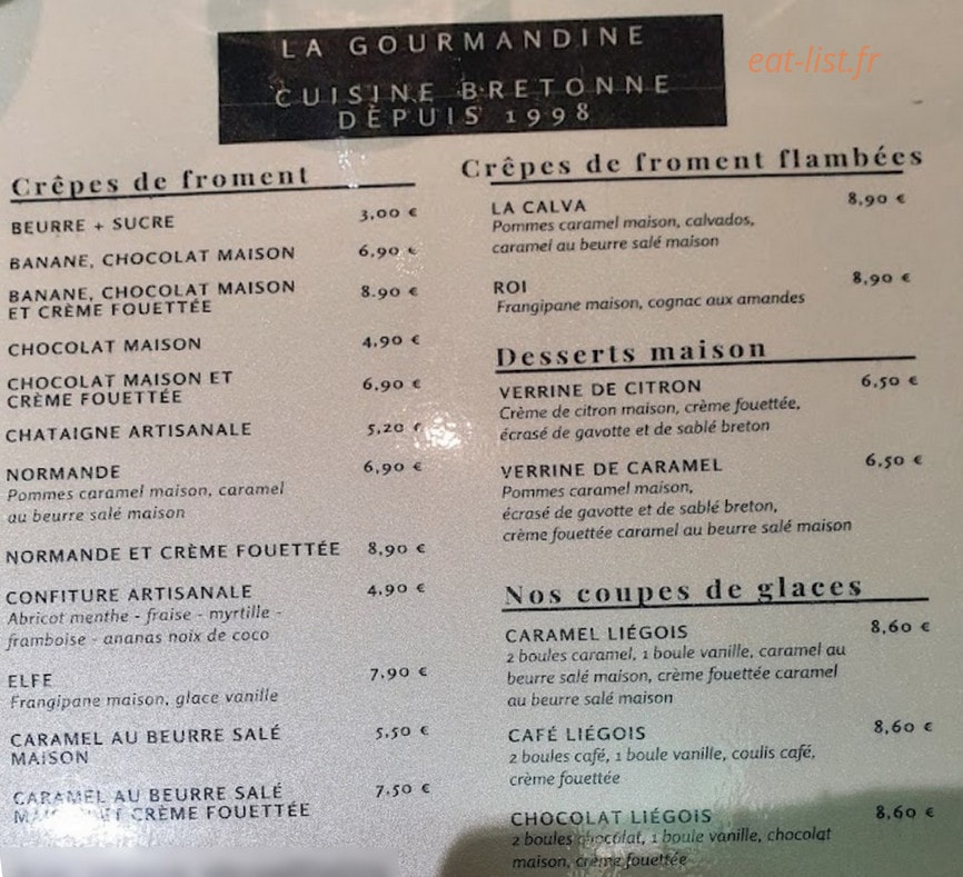 La Gourmandine — carte page 1