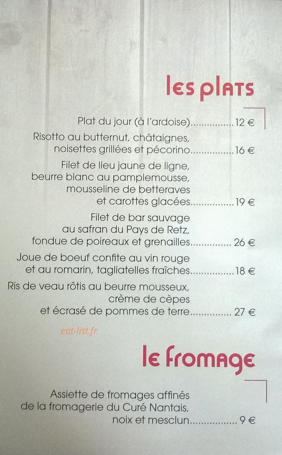 Le Comptoir Gali — carte page 3