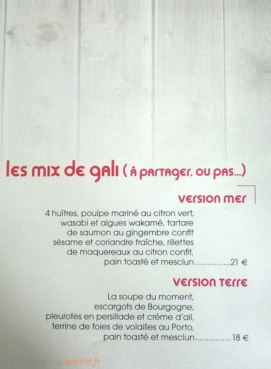 Le Comptoir Gali — carte page 2