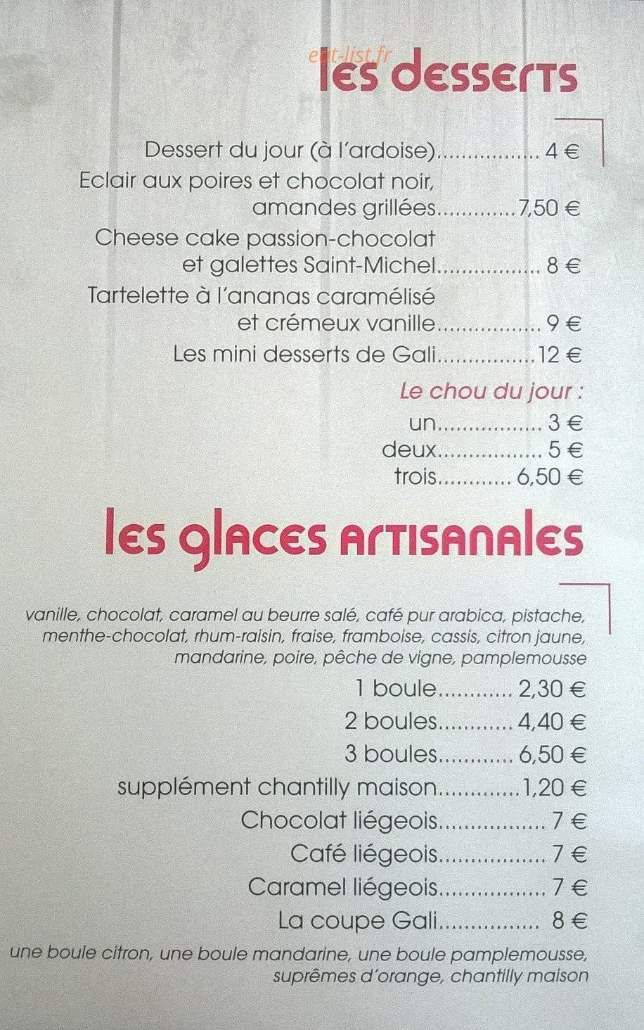 Le Comptoir Gali — carte page 4