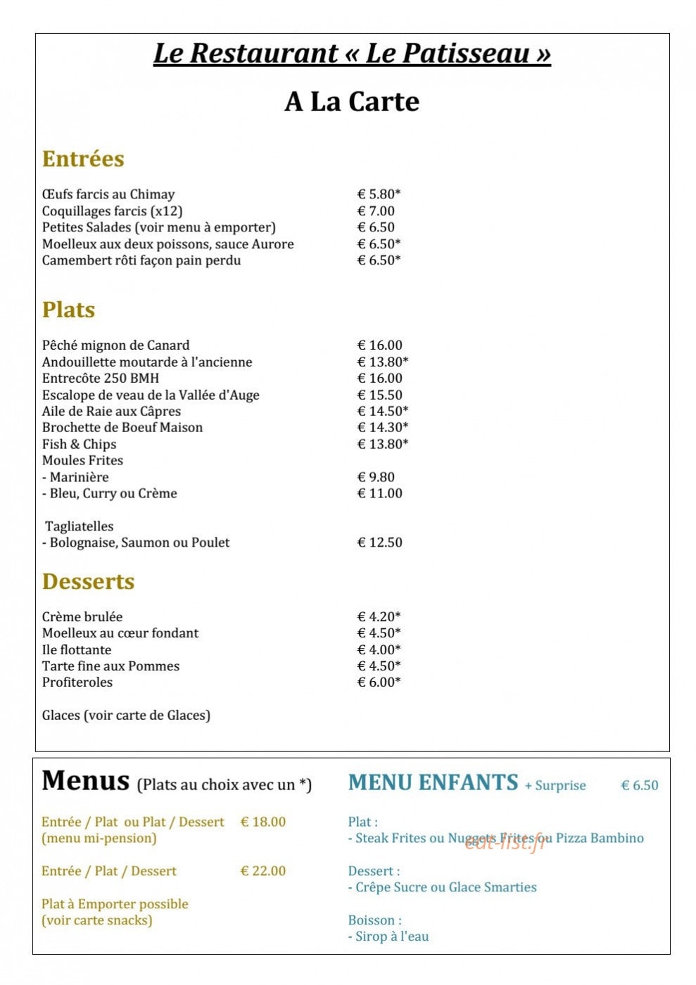 Le Patisseau — carte page 1