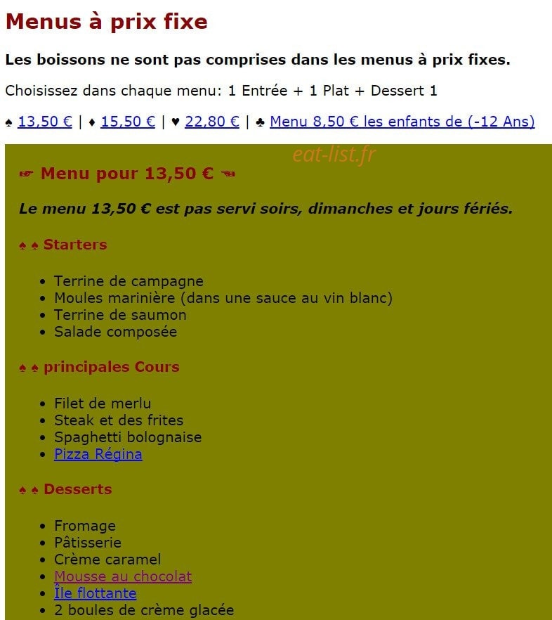 Le Vésuvio — carte page 1