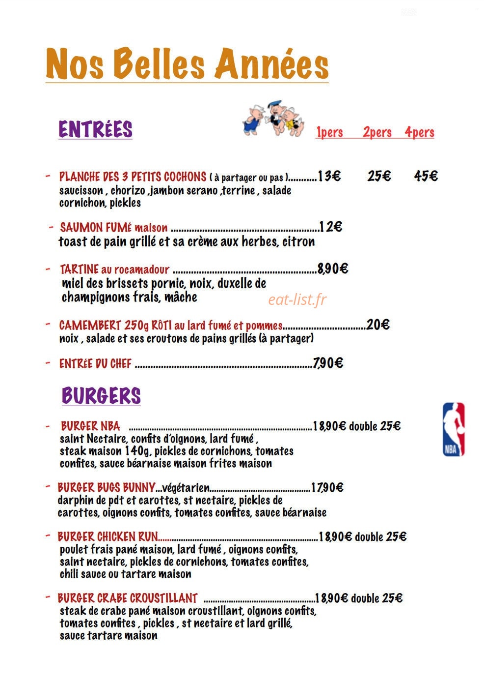 Nos Belles Années — carte page 1