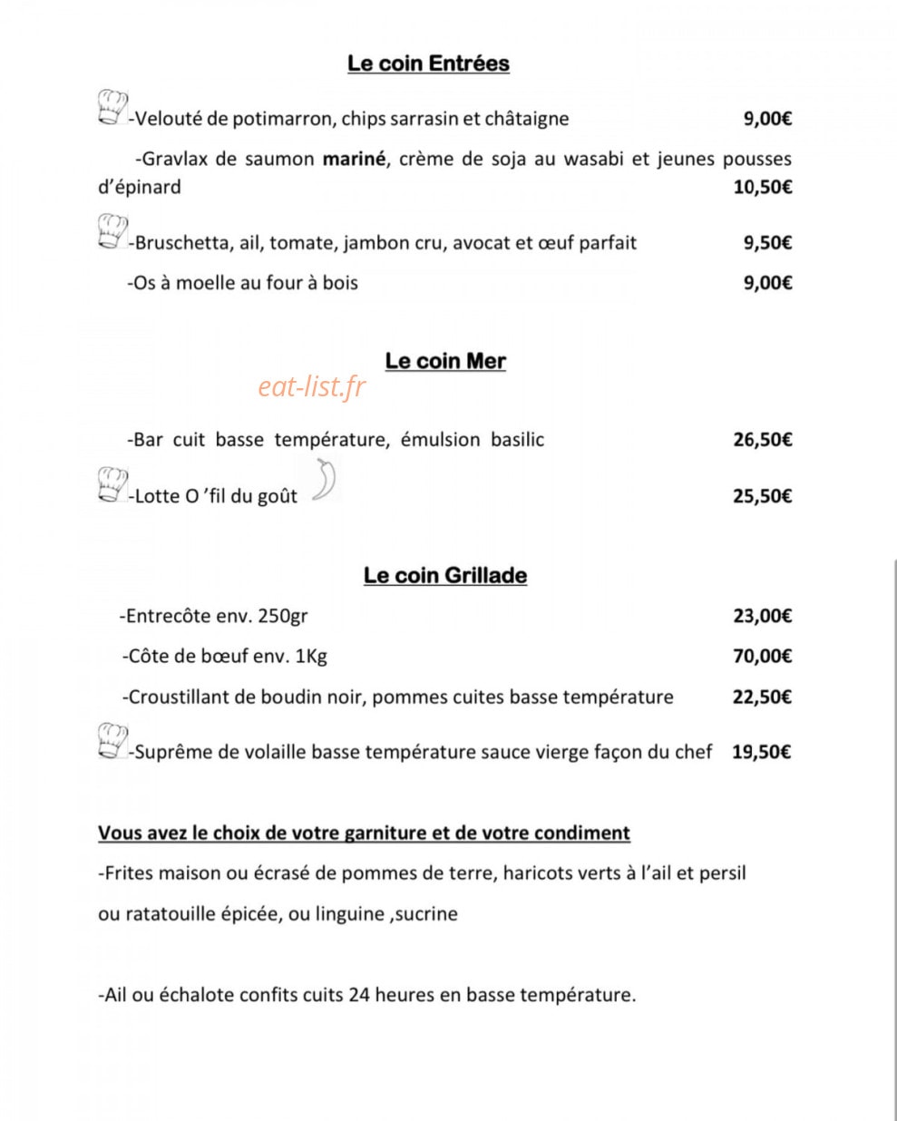 O' Fil du goût — carte page 1