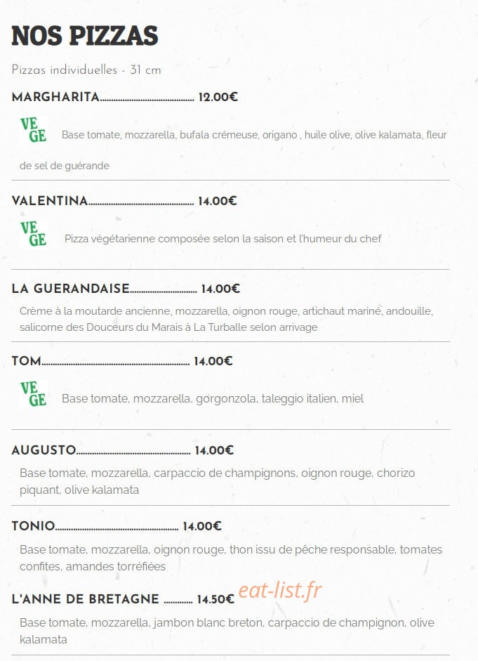 Restaurant Bon — carte page 1