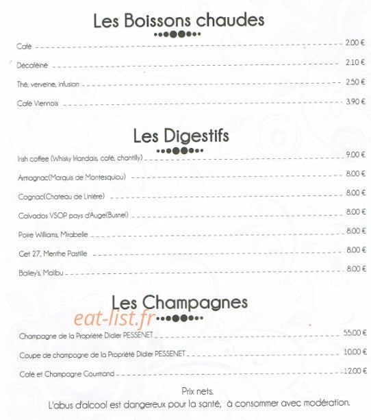 Restaurant le Château Pornic — carte page 9
