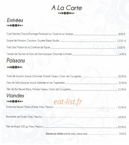Restaurant le Château Pornic — carte page 3