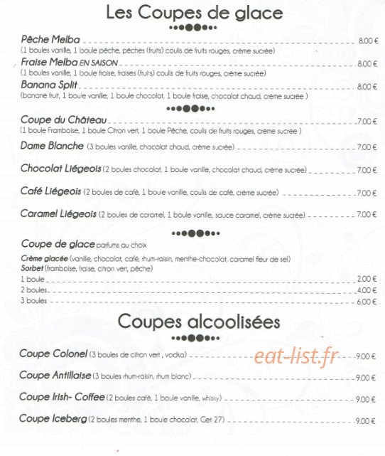 Restaurant le Château Pornic — carte page 8