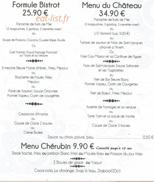 Restaurant le Château Pornic — carte page 7