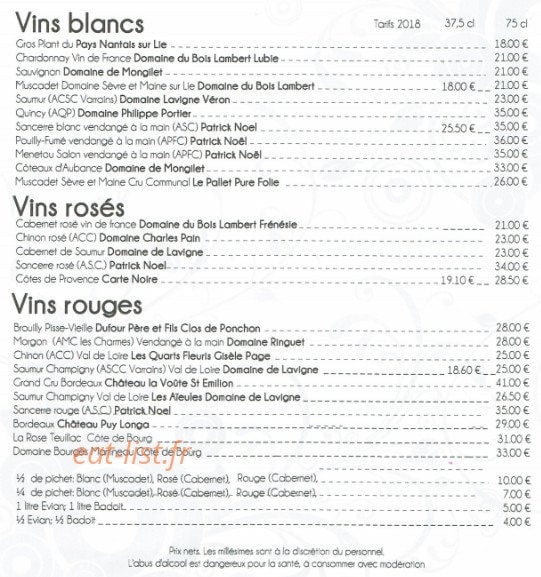 Restaurant le Château Pornic — carte page 6