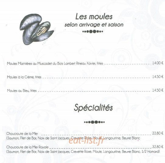 Restaurant le Château Pornic — carte page 4