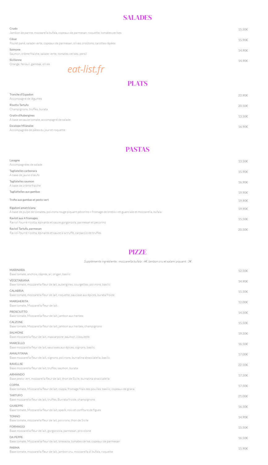 Da Peppe — carte page 1