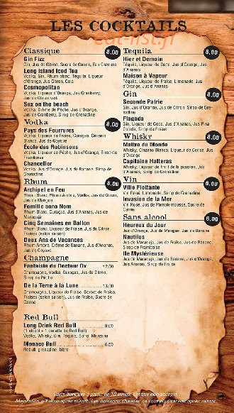 French pub — carte page 19