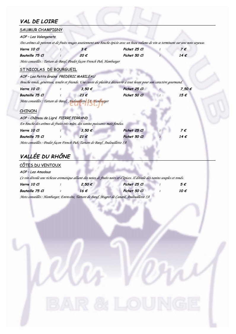 French pub — carte page 14