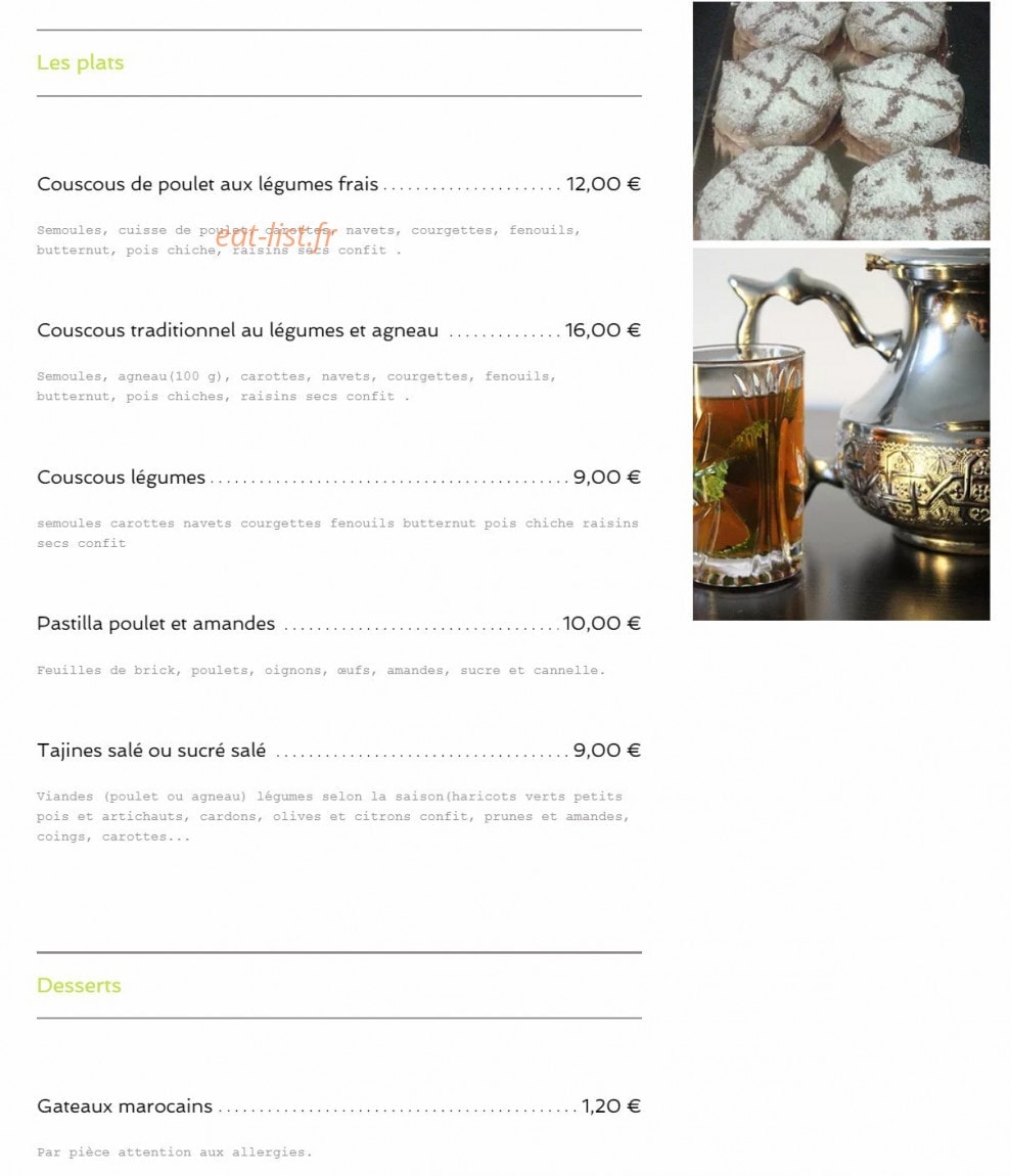 À la marocaine — carte page 2