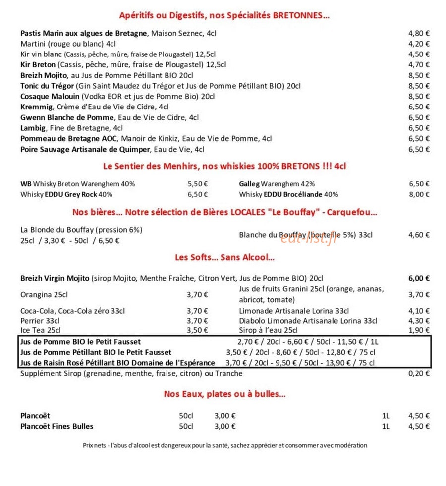La bigoudène — carte page 1