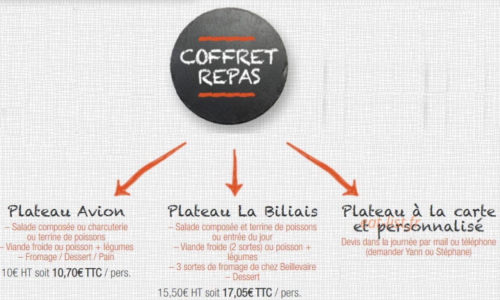 La Biliais Traiteur — carte page 2