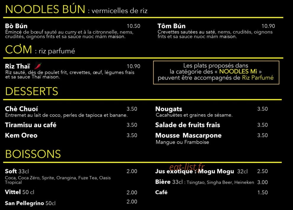 Mi Noodles — carte page 2