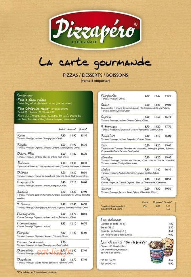 Pizzapéro — carte page 1