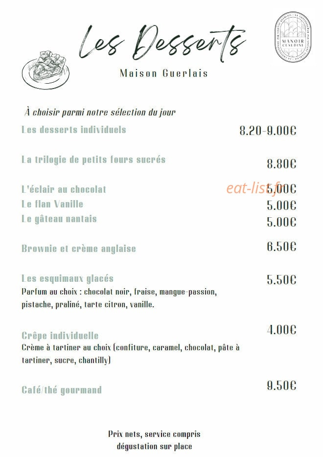 Le Manoir Claudine — carte page 3