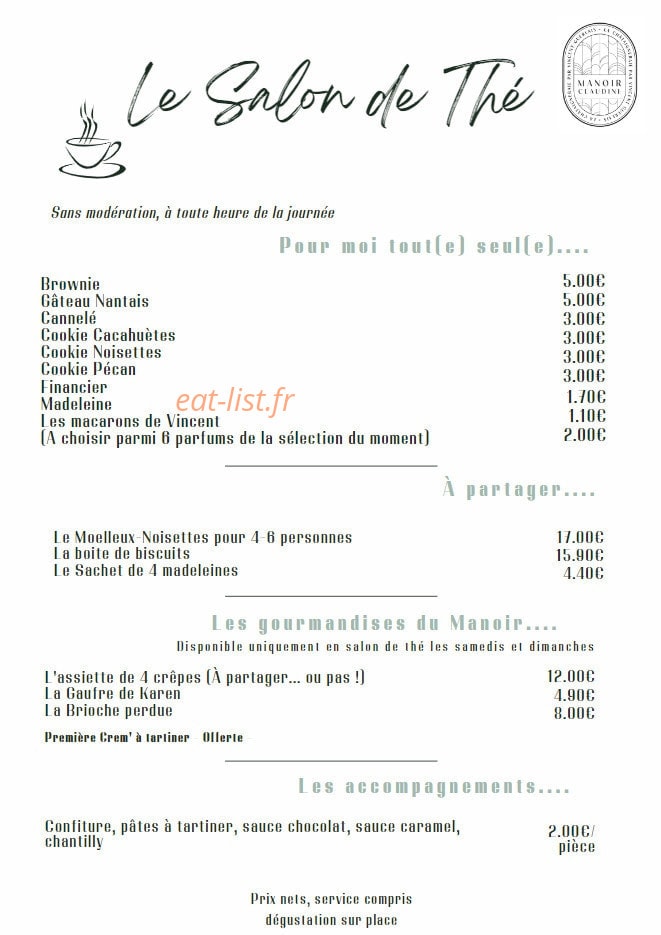Le Manoir Claudine — carte page 5
