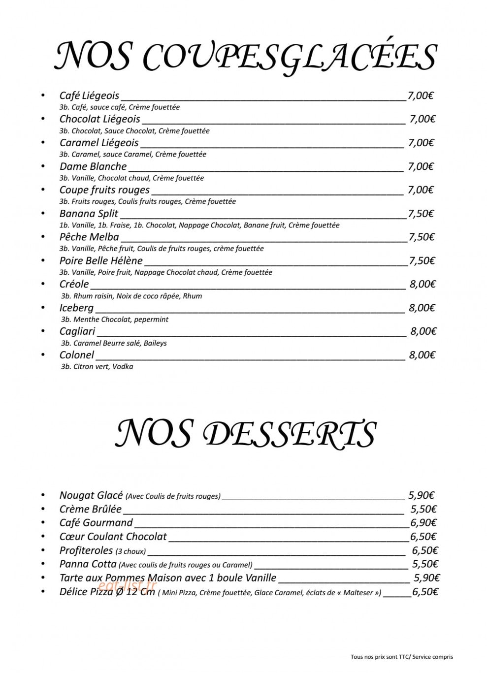Crêperie Le Rozell — carte page 8