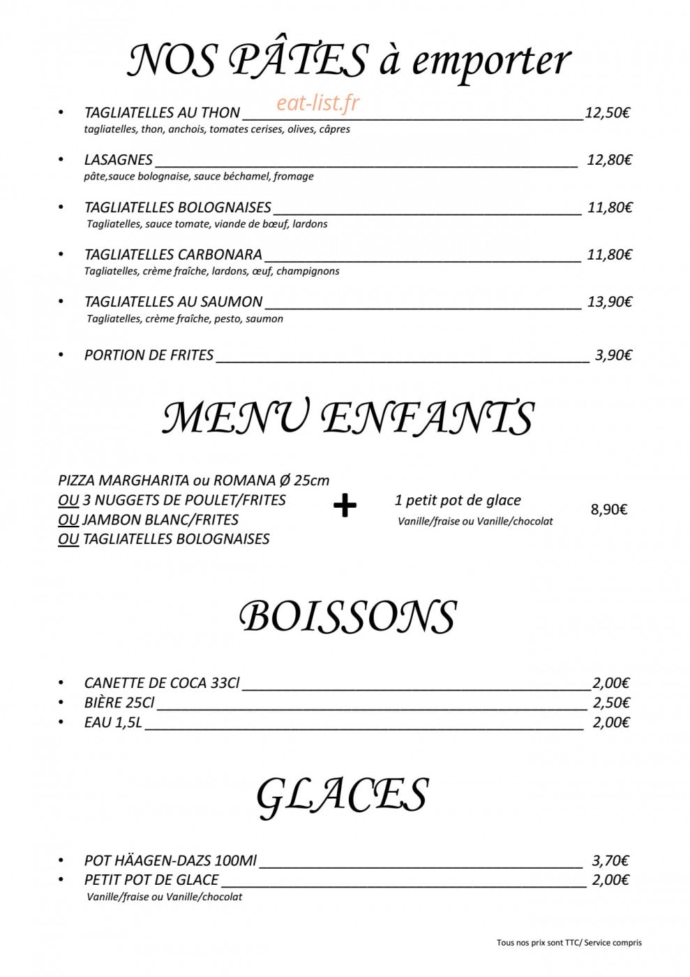 Crêperie Le Rozell — carte page 1
