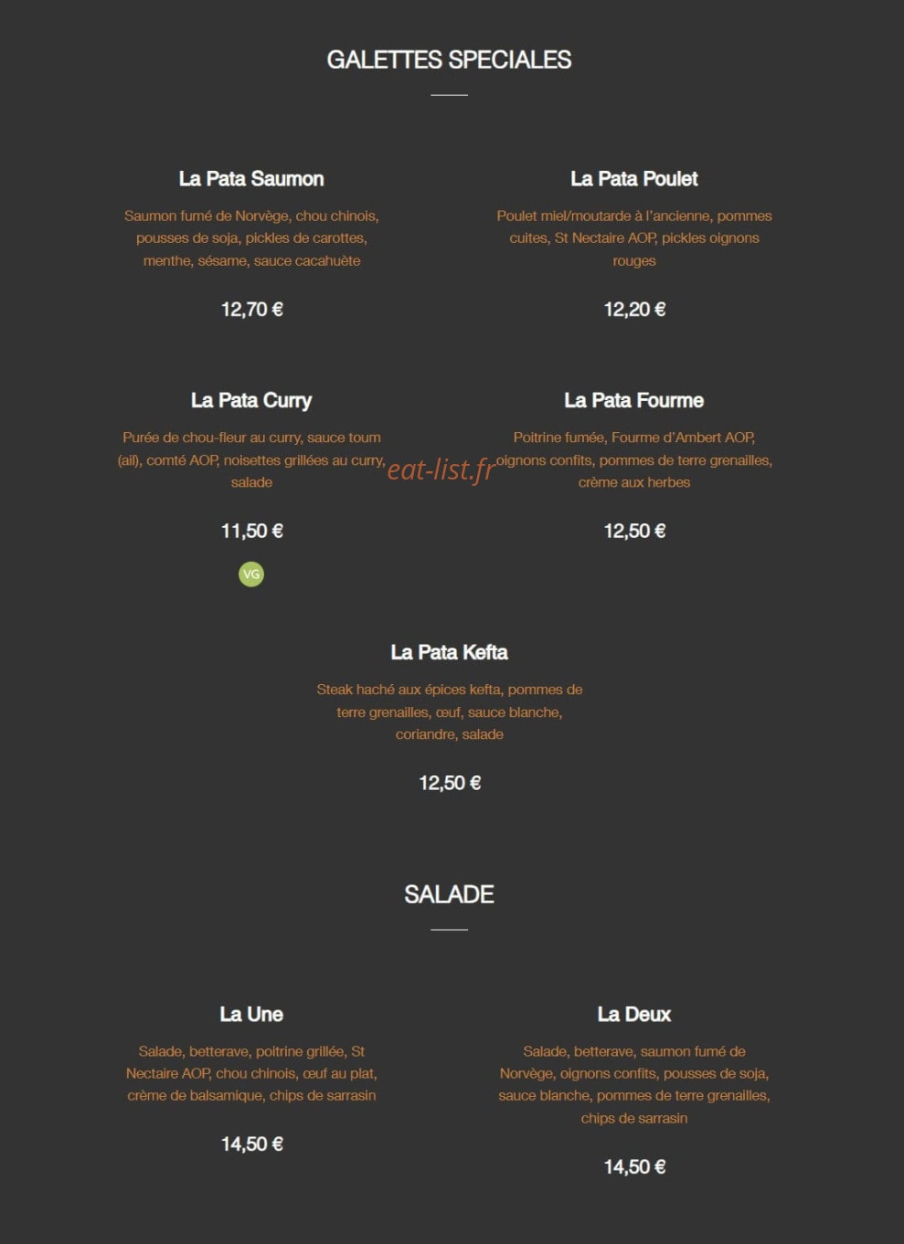 La Pata Galette — carte page 2