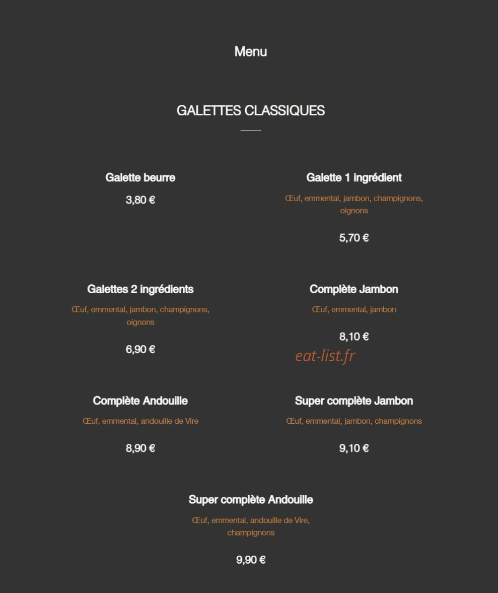 La Pata Galette — carte page 1