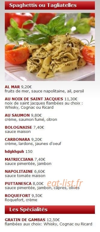 La Pizza au feu de Bois — carte page 2