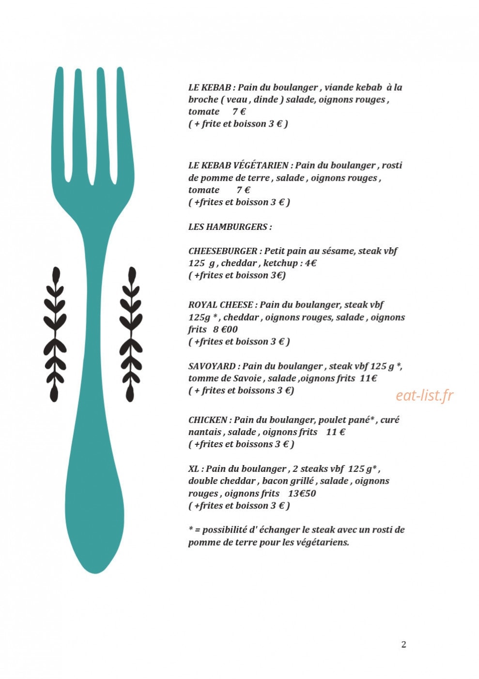 Le Marilyn — carte page 2