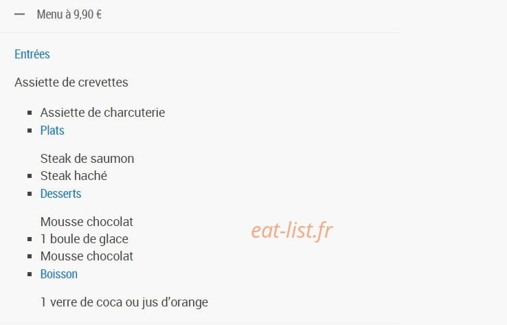 Carte et menu de Le Rio à Saint Brevin les Pins — Menu à 9.9€