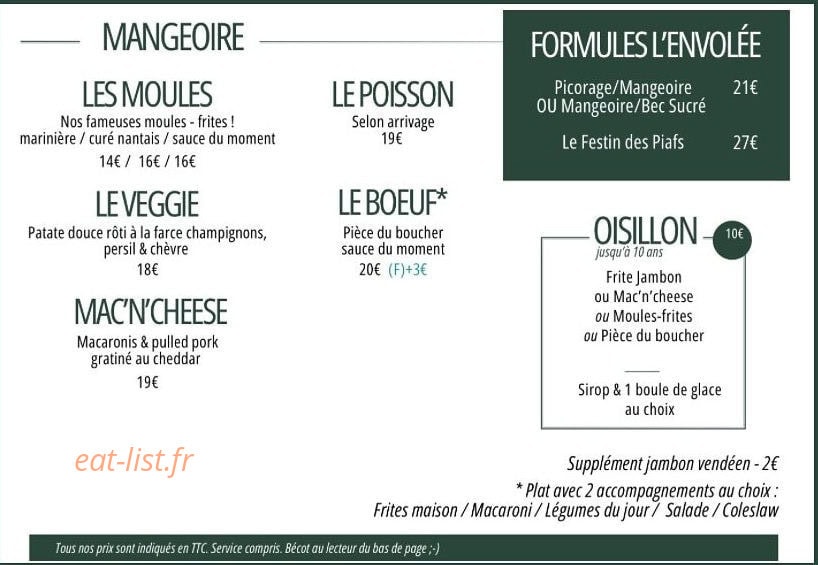 Les Piafs — carte page 1